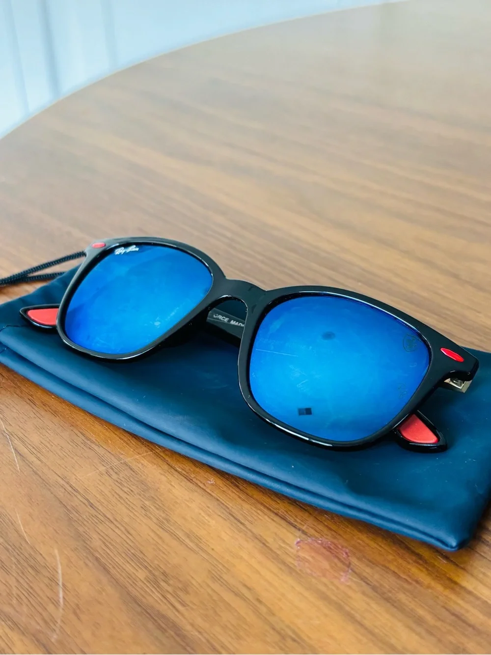 Ray-Ban x Scuderia Ferrari Black Frame, Blue Lens Sunglasses made in Italy